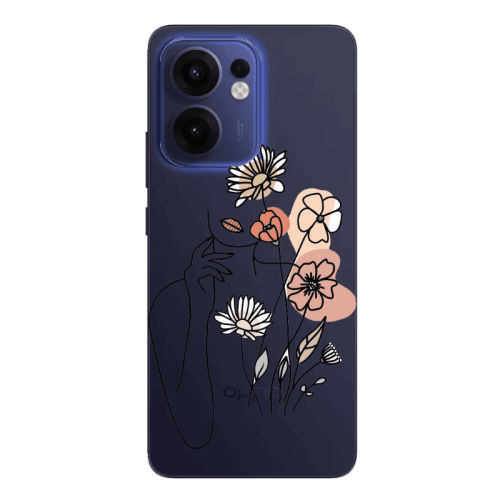 Oppo Reno13 FS Lady with Flowers Transparent Silicone TPU Θήκη